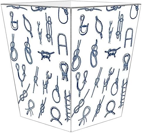 Marye-Kelley WB2976-Vintage Nautical Knots White Wastepaper Basket