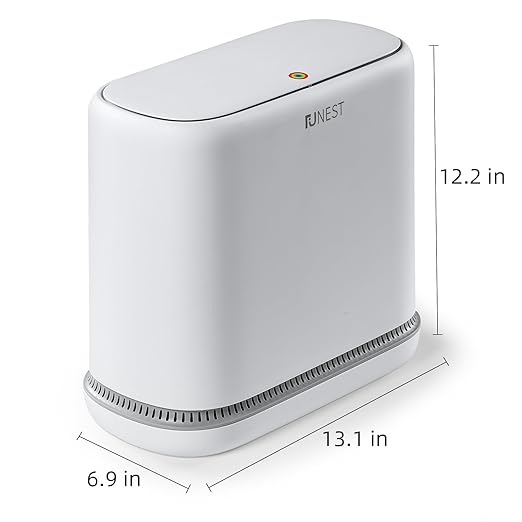 funest Bathroom Trash Can 3.3 Gallon Slim Trash Can with Lid Adsorption Garbage Can with Press-Top Lid Small White Narrow Plastic Trash Bin for Bathroom Office Bedroom Living Room