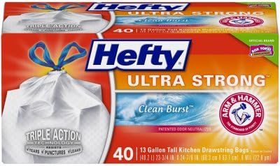 Hefty Reynolds Consumer Products 00E84557 Ultimate Gripper Tall Kitchen Trash Bags Clean Burst 38-Ct 13-Gall - Quantity 6