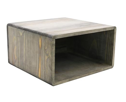 Owlgift Rustic Gray Wooden Trash Can Rectangular Wastebasket Bin for Home Office Kitchen Bathroom – Farmhouse Style Wood Garbage Bin 9.8” x 5.3” x 9.3”