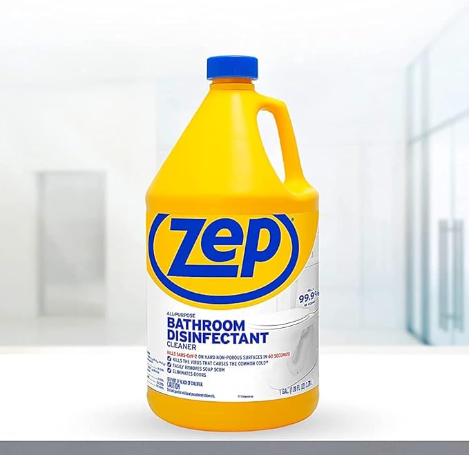 Zep All-Purpose Bathroom Disinfectant Cleaner - 1 Gallon (Case of 4) ZUAPBD128 - Virucidal Fungicidal Mildewstat Kills 99.9 Percent of Germs in 60 Seconds
