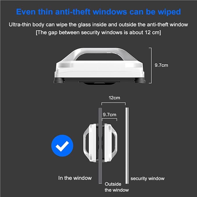 Smart Window Cleaning Robot Remote Control Automatic Window Cleaner Standing Water 20-Minute Shut-Off Resistance 3000Pa Powerful Match