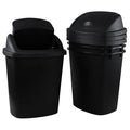 Xyskin 6 Gallon Plastic Swing Top Wastebasket Trash Can Commercial Trash Cans for Kitchen Garage or Workspace Black (4 Pack)