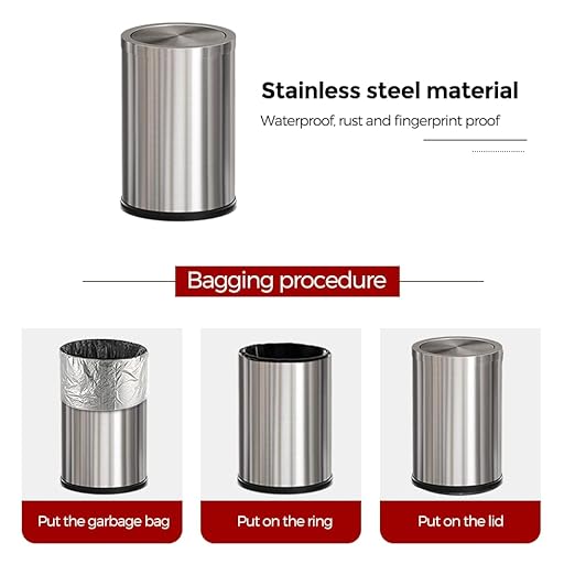 Brushed Nickel Bathroom Trash CanStainless Steel Garbage Can with Fild LidSmall Trash Can for BedroomHotelOfficeLaundry(Sliver)