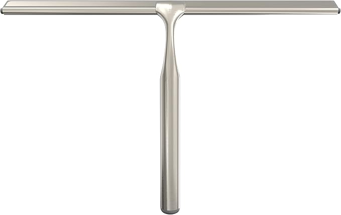 Better Living Deluxe XL Shower Squeegee Multi-Purpose Silicone Squeegee Blade with Storage Hook Rust-Proof Heavy Duty Window Glass Shower Scrubber Windshield Wiper 12 Brushed Nickel