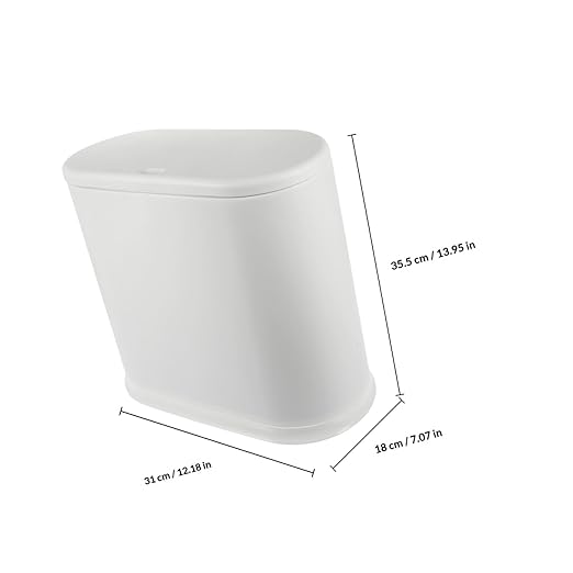 Lid Trash Can for Bathroom Kitchen Office Farmhouse Style Wastebasket with Space Saving Design Versatile Garbage Bin for Bedroom and Craft Use