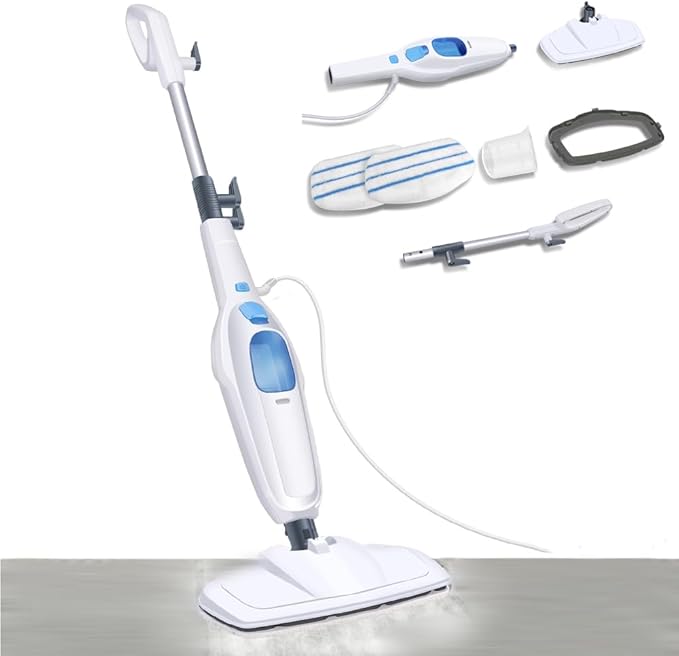 Electric Steam Mop 1500W Floor Steamers Hot Steam Cleaner Multipurpose Handheld Cleaning Machines Convenient Detachable Fast Heat Up for Cleaning Laminate Hardwood Ceramic Tile Floor Carpet