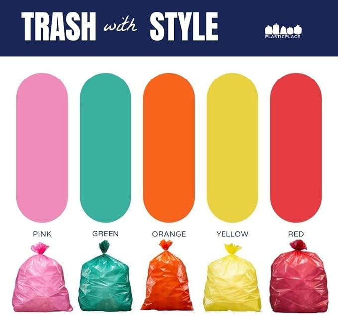 Plasticplace T55120YL 55-60 Gallon Trash Bags │ 1.2 Mil │ Yellow Heavy Duty Garbage Can Liners │ 38” x 58” (50 Count)