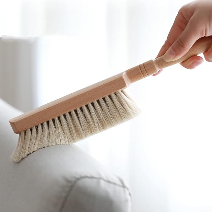 Horsehair Hand Brush Soft Bristles for Woodworking Car Detailing Furniture Beech Wood Handle 12 Inch Long (2pcs)