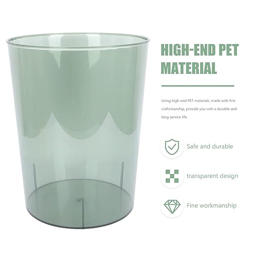 Cabilock Office Waste Basket Round Waste Storage Bin Clear Large Capacity Kitchen Trash Can Wastebasket Garbage Container Bin for Home Bathroom Bedroom Kitchen Office (Green) Clear Container