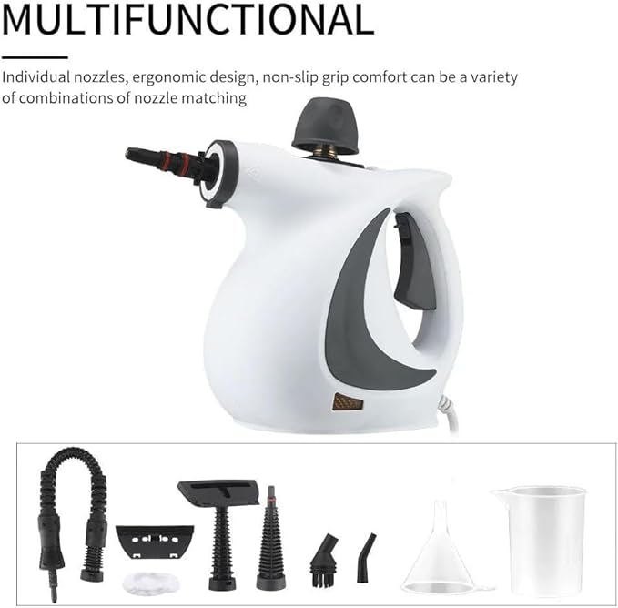 Handheld Pressurized Steam CleanerPower Washerwith 1 Set Accessories Multi-Purpose Steamer for Cleaning Car Furniture Floor Upholstery Grout and Tile (1 set)