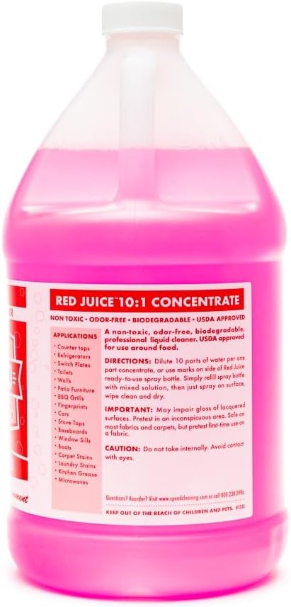 Speed Cleaning Red Juice All-Purpose Heavy Duty Cleaner &amp Degreaser Non-Toxic Concentrated Formula. (Gallon Size Concentrate)