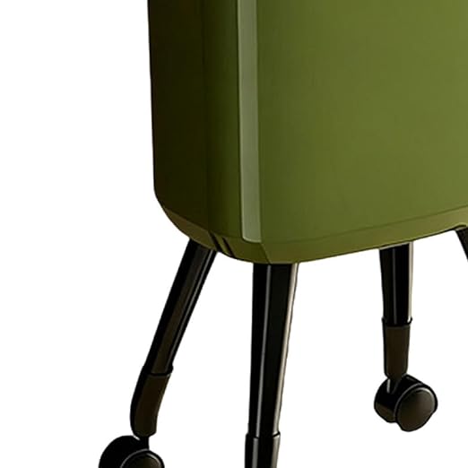 Garbage Can with Legs Dustbin High Foot 15L Large Capacity Household No Bending Wastebasket for Office Bedroom Kitchen Toilet Green with Caster