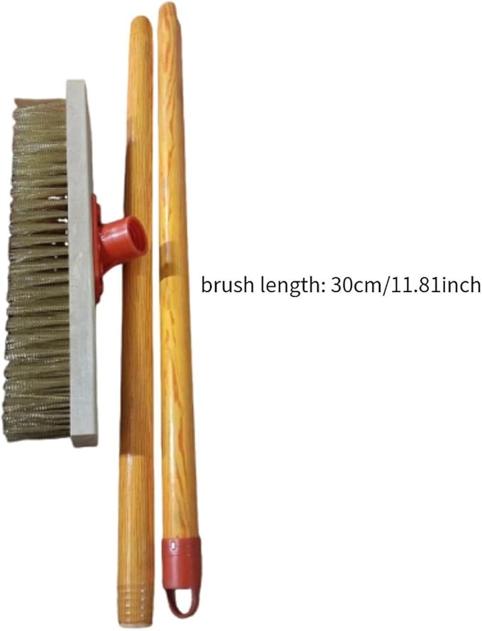 Floor Scrub Brush Metal Stiff Floor Scrubber for Garage Rough Surface Bathroom Heavy Duty Industrial Hand Broom- 30cm Brush Length