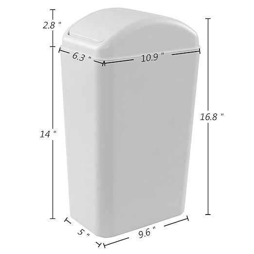 Farmoon 14 L /3.5 Gallon Slim Trash Can Modern Swing Lid Wastebasket Paper Dustbin Waste Bin