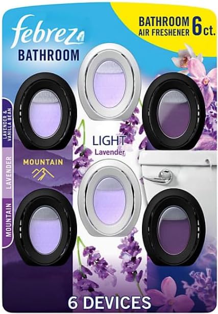 F.e.b.r.e.z.e Small Spaces Bathroom Air Freshener Mountain Light LavenderInfusions Calm 6 Count
