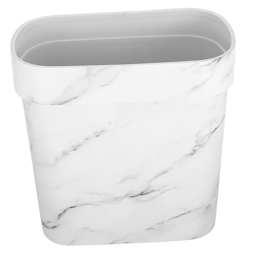 Ciieeo Narrow Marble Pattern Trash Can Open Top Plastic Wastebasket for Bathroom Bedroom Kitchen Stylish and Easy to Clean for Modern Spaces