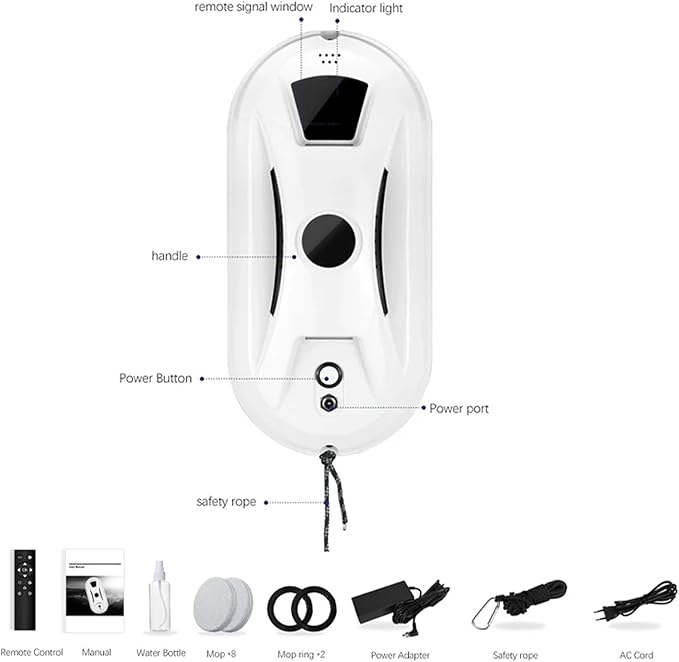 Automatic Smart Window Cleaning Robot Edge Detection Smart Spray &amp Streak-Free Shine Anti-Drop Protection for Effortless Cleaning Remote Control Traceless Cleaning of Glass