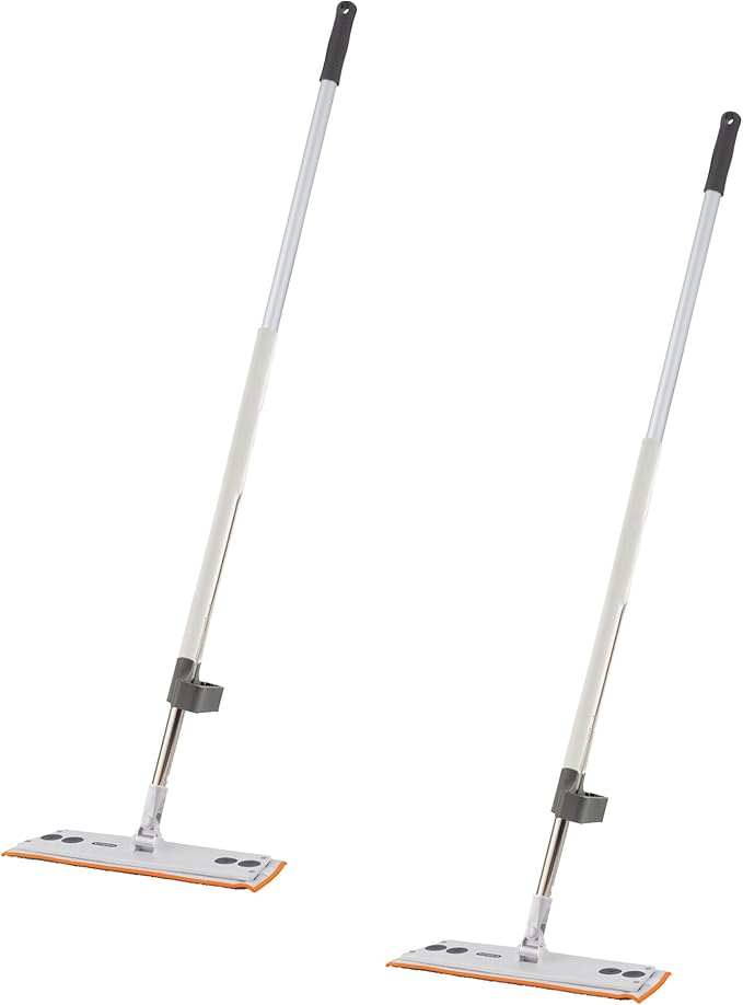 Superio 2 Pack Self-Wringing Microfiber Cleaning Mop Hands-Free Miracle Flat Mop with Wringing Blade for Home Kitchen Bathroom - Hardwood Laminate Tile