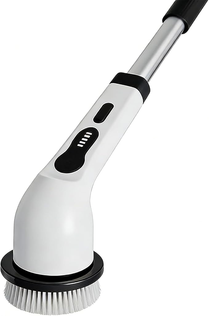 Electric Brush for Cleaning - Adjustable Handle GadgetsRechargeable Cordless Shower Scrubber | Car Kitchen Home Shower Floor Tile Tub Grout Wall Toilet