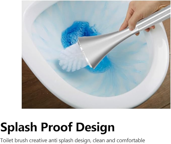 Creative European Wash Toilet Brush Set Compact Bathroom Toilet Bowl Brush Stainless Steel Base Silver