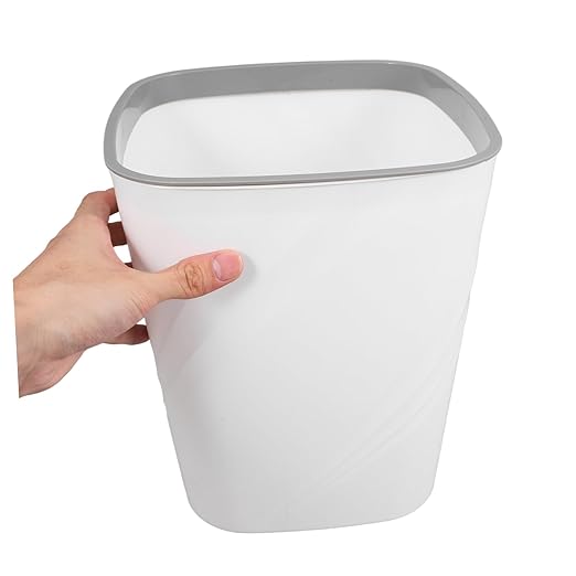 NUOBESTY Slim White Trash Can for Narrow Spaces Large Capacity Office Waste Basket Easy to Clean Design for Bathroom Bedroom Use