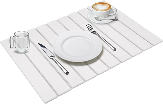 Large Stone Drying Mat Diatomite Dish Drying Mat Dish Mat Drying Kitchen Mat - Storable &amp Anti-Slip for Kitchen Square White 24x16