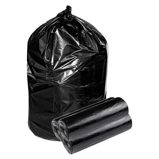 RW Clean 55 Gallon Trash Bags 100 Heavy-Duty Garbage Can Liners - Fits 55-60 Gallon Trash Cans Stretchable Black Plastic Bin Liners With Star Seal Bottom - Restaurantware