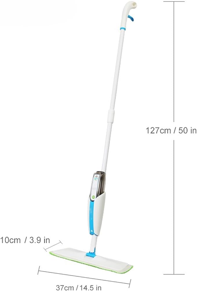 Washable Spray Mop with Reusable Bottle 360° Rotating Microfiber Floor Mop with 10.1oz Spray Bottle and 3 Extra Pads for Hardwood Laminate Tile Vinyl Floors Plastic Steel Blue