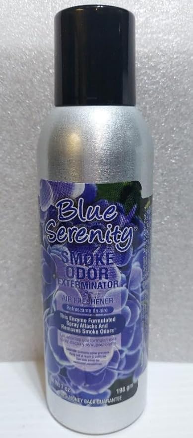 Smoke Odor Exterminator 198 gm/ 7 oz Large Spray Blue Serenity Set of Four Cans. Assortment (4) Includes Blue Serenity Sparkling Juniper Island Rain &amp Nag Champa.