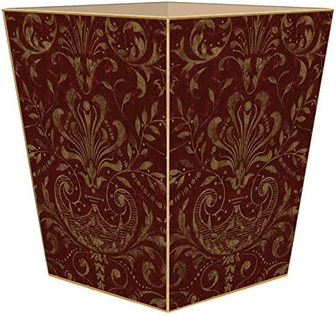 Marye-Kelley WB878 - Burgubdy Damask Wastepaper Basket