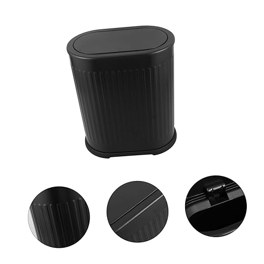 Bathroom Trash Can with Press Top Lid Compact Garbage Bin for Narrow Spaces Stylish Plastic Wastebasket for Toilet Bedroom Kitchen Living Use