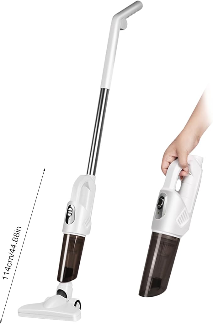 ZJchao Cordless Stick Vacuum Cleaner 20000PA Powerful Suction 2 in 1 Handle Car Vacuum with Detachable Dust Cup Crevice Brush Nozzle for Home Office Car (Silver)