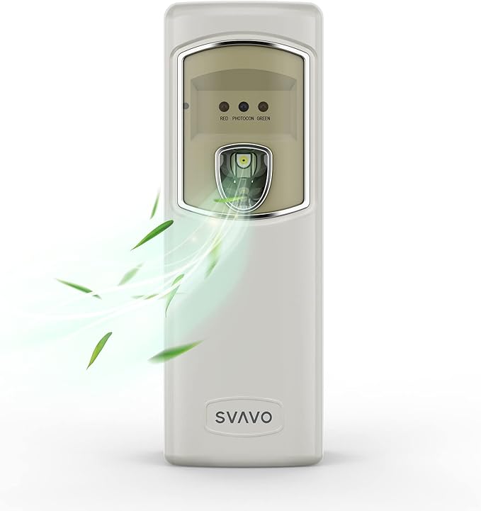 SVAVO Automatic Air Freshener Dispenser - Wall Mounted/Free Standing Auto Aerosol Spray Dispenser Programmable Fragrance Dispenser for Indoor-Bedroom Hotel Office Commercial Place Grey