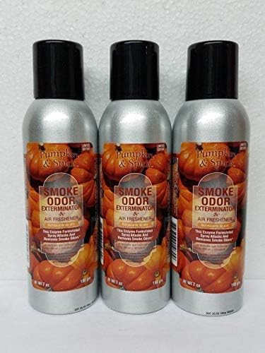 Smoke Odor Exterminator 198 gm/ 7 oz Large Spray Pumpkin &amp Spice Set of Three Cans.