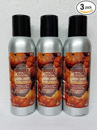 Smoke Odor Exterminator 198 gm/ 7 oz Large Spray Pumpkin &amp Spice Set of Three Cans.
