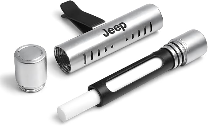 iPick Image for Jeep Car Vent Air Freshener Clip - Official Licensed Silver Aluminum with Adjustable Window + 10 Refill Sticks