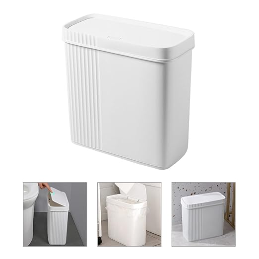 Trash Can with Lid Large Capacity Plastic Household Garbage Container for Bedroom Bathroom Office Wastebasket