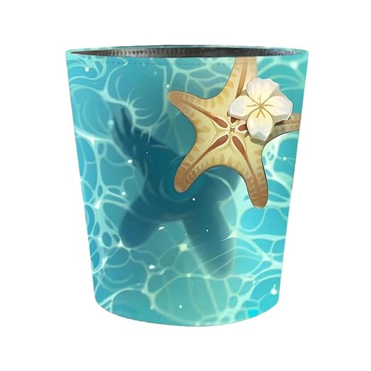 10L/2.64 Gallon Trash Can Decorative Waste Basket PU Leather Waste Paper Basket Waterproof Garbage Can for Bathroom Bedroom Office Kitchen and Living Room - Starfish
