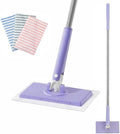 2026 Snap Grip Mini Mop Upgraded with 10 Pads| Zero Touch Hands-Free Cleaning Mop|27.5” &amp 36.5” Adjustable Handle Flat Dust Mop for BathroomCornersWindows|No Wash Wet &amp Dry Use (36.5”Purple