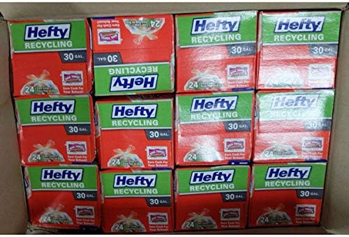 Hefty 30 Gallon Clear Large Recycling Trash Flap Tie Bags 12 Boxes - New