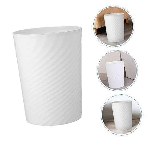 Small White Plastic Trash Can with Press Ring Modern Compact Wastebasket for Bathroom Bedroom Office and Living Spacious Capacity for Daily Home and Office Waste Disposal