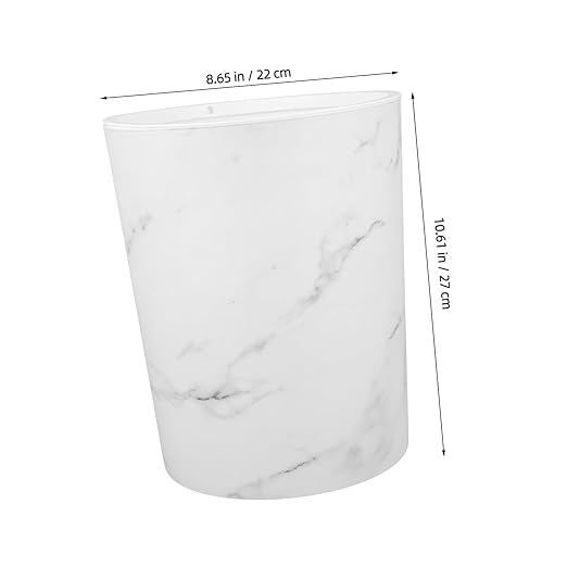 Healifty Marble Pattern Wastebasket Large Round Plastic Trash Can for Bathroom Kitchen and Office Stylish Garbage Bin with Open Top Design