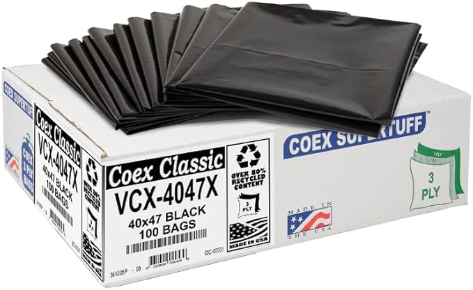 Aluf Plastics 45 Gallon Trash Bags - 1.5 MIL (eq) Black Heavy Duty Trash Can Liners - 40 x 47 - Pack of 100 - For Contractor Industrial Commercial &amp Outdoor