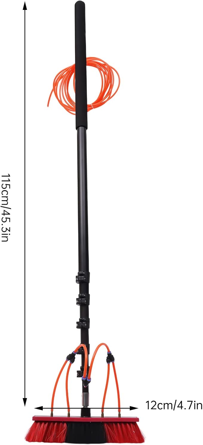 Water Fed Pole Kit 20ft Length Water Fed Brush Water Fed Cleaning System Aluminum alloy Outdoor Window Cleaner w/Hose for Window Glass