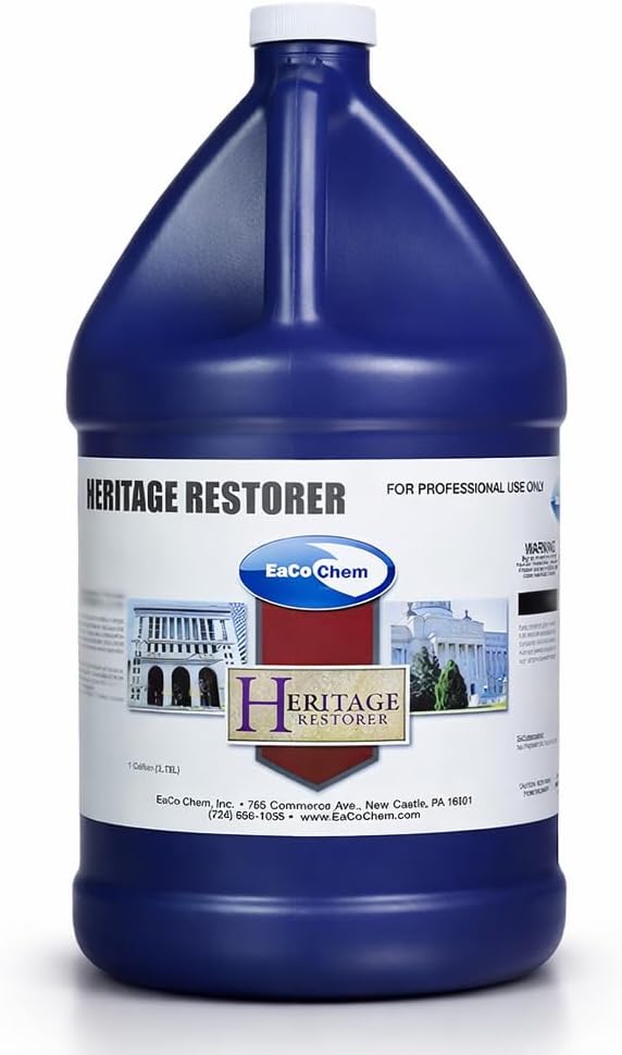 EaCo Chem Heritage Restorer – Non-Corrosive Restoration Detergent for Stone Masonry &amp Sensitive Surfaces – Spray-On No-Scrub Cleaner Removes Metal/Mineral Stains – 1 Gallon