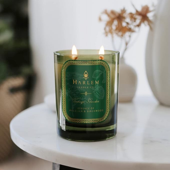 HARLEM CANDLE CO. Vintage Garden - Luxury Scented Soy Candle 11 oz - 80-Hour Burn Time | Wild Berry Rose Absinthe Angelica Strawberry Musk Birchwood | Scented Candles for Home
