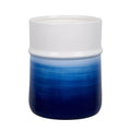 Decorative Round Small Trash Can Wastebasket Garbage Container Bin for Bathrooms Powder Rooms Kitchens Home Offices-Hand Painted Navy BlueCeramic