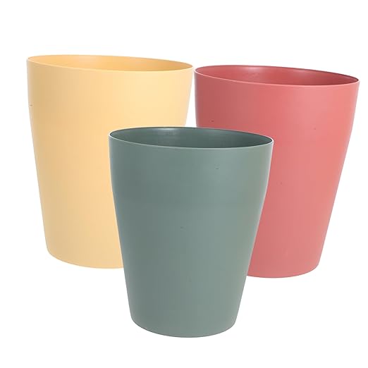 3pcs Small Plastic Trash Cans Lidless Wastebaskets for Office Bedroom Living Compact PP Garbage Bins for Paper and Sundries Storage Space Saving Home Recycling Bins