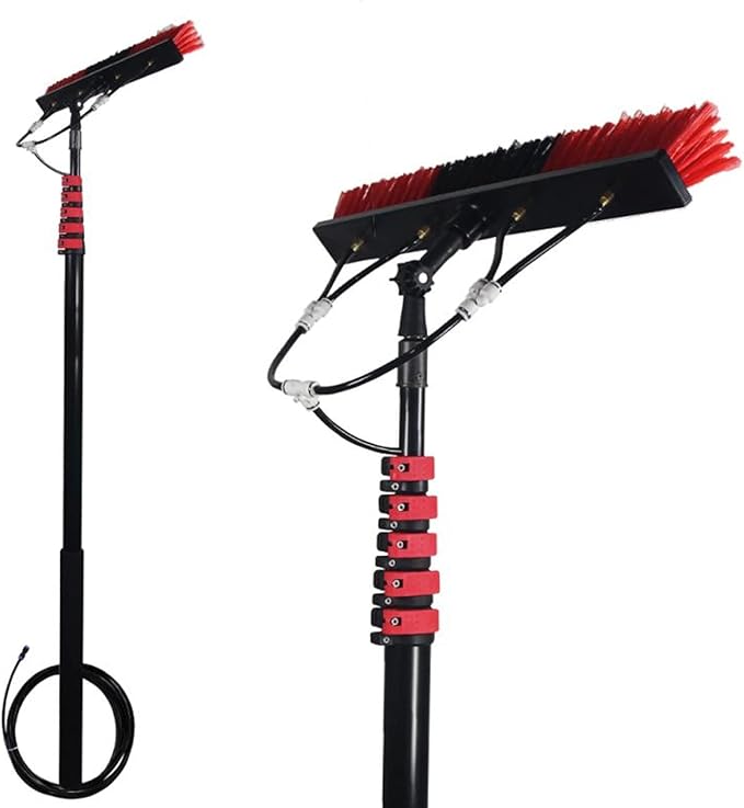 Water fed Pole kit Extendable Solar Panel Cleaning Brush and Pole - Clean Windows Solar Panels Cars Ceilings and More with 12FT-36FT Water fed Pole Window Cleaning System